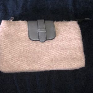 Boutique Blush Tweed Clutch with Grey Accents